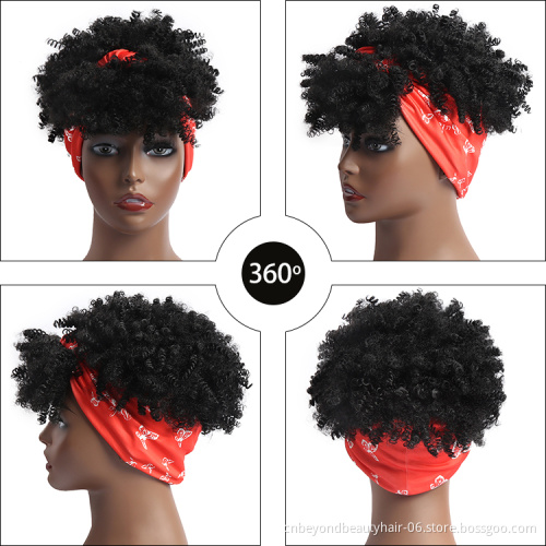 Headband Wig Kinky Curly Headband Wigs for Women Ombre Synthetic Curly Wig for Women